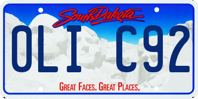SD license plate 0LIC92