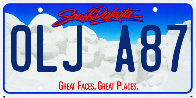 SD license plate 0LJA87