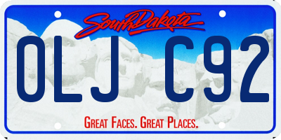 SD license plate 0LJC92