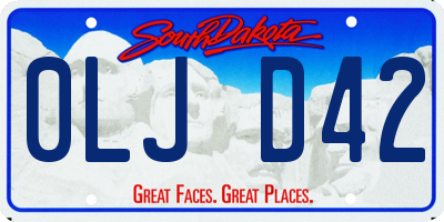 SD license plate 0LJD42