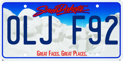 SD license plate 0LJF92