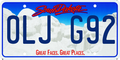 SD license plate 0LJG92