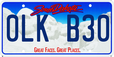 SD license plate 0LKB30