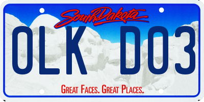 SD license plate 0LKD03