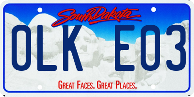 SD license plate 0LKE03