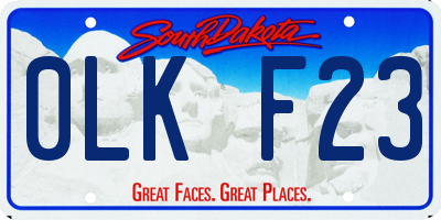 SD license plate 0LKF23