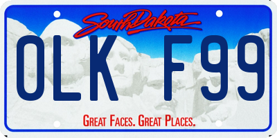 SD license plate 0LKF99