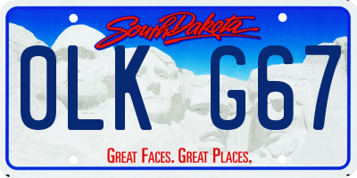 SD license plate 0LKG67