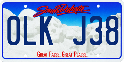SD license plate 0LKJ38