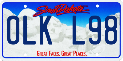 SD license plate 0LKL98