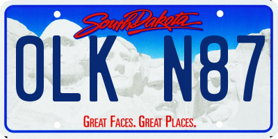 SD license plate 0LKN87