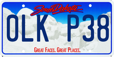 SD license plate 0LKP38