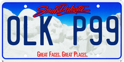 SD license plate 0LKP99