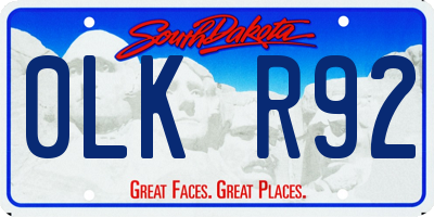 SD license plate 0LKR92