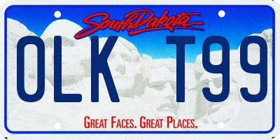 SD license plate 0LKT99