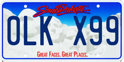 SD license plate 0LKX99