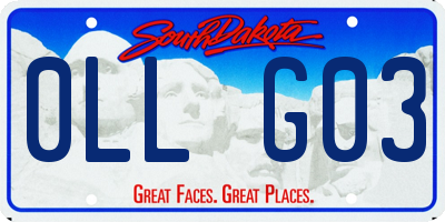SD license plate 0LLG03