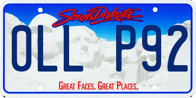 SD license plate 0LLP92