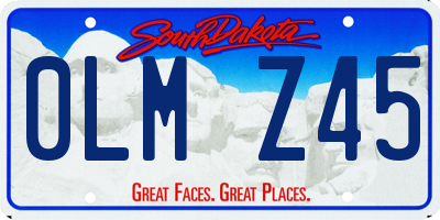 SD license plate 0LMZ45