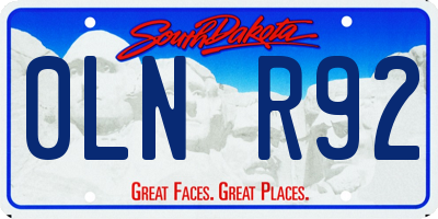 SD license plate 0LNR92