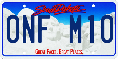 SD license plate 0NFM10