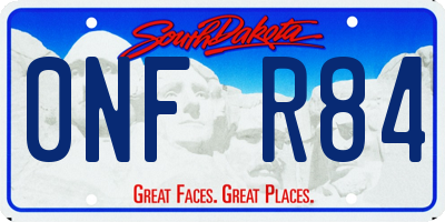 SD license plate 0NFR84