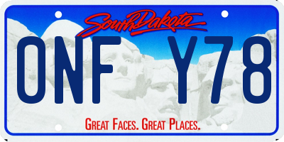 SD license plate 0NFY78