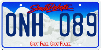 SD license plate 0NHO89