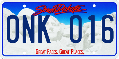 SD license plate 0NKO16