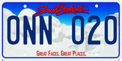 SD license plate 0NNO20
