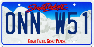 SD license plate 0NNW51