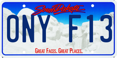 SD license plate 0NYF13