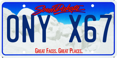 SD license plate 0NYX67