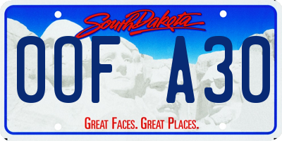 SD license plate 0OFA30