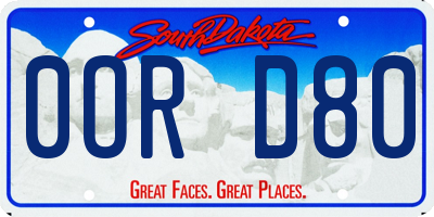 SD license plate 0ORD80