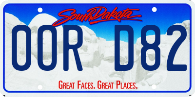 SD license plate 0ORD82