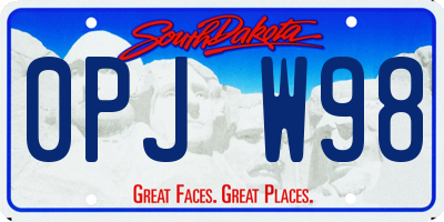 SD license plate 0PJW98