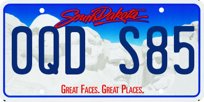SD license plate 0QDS85