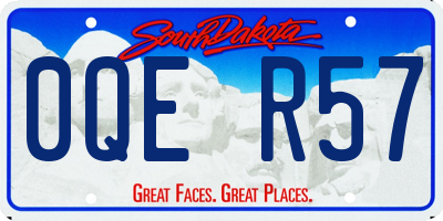 SD license plate 0QER57