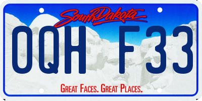 SD license plate 0QHF33