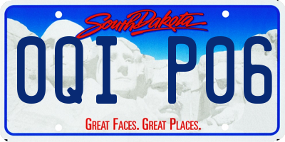 SD license plate 0QIP06