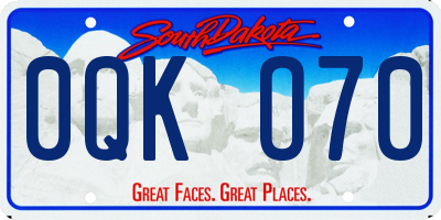 SD license plate 0QKO70