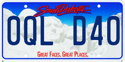 SD license plate 0QLD40