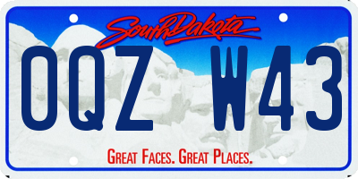 SD license plate 0QZW43