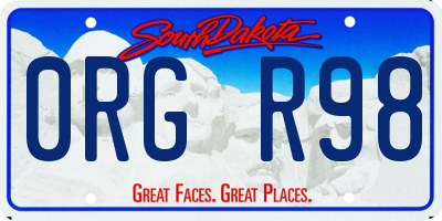 SD license plate 0RGR98