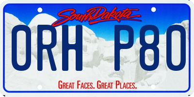 SD license plate 0RHP80
