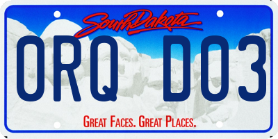 SD license plate 0RQD03