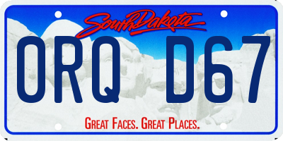 SD license plate 0RQD67