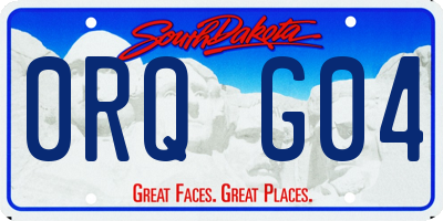 SD license plate 0RQG04