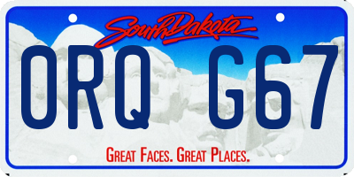 SD license plate 0RQG67